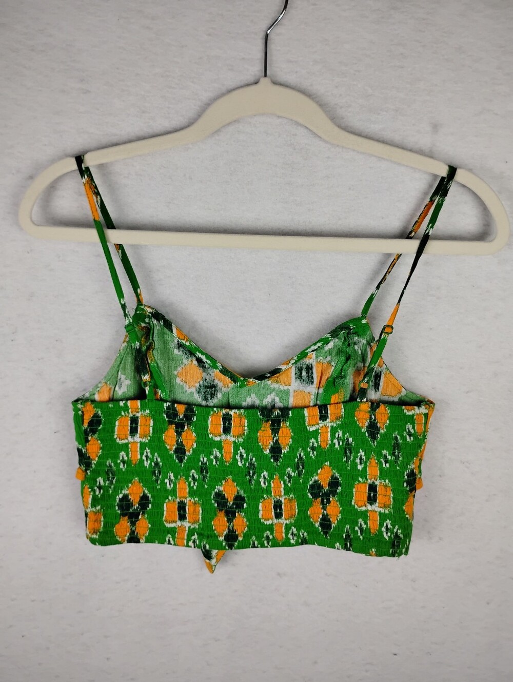 New Aerie Tie-Front Green Geo Print Crop Top Size Small - Picture 3 of 6